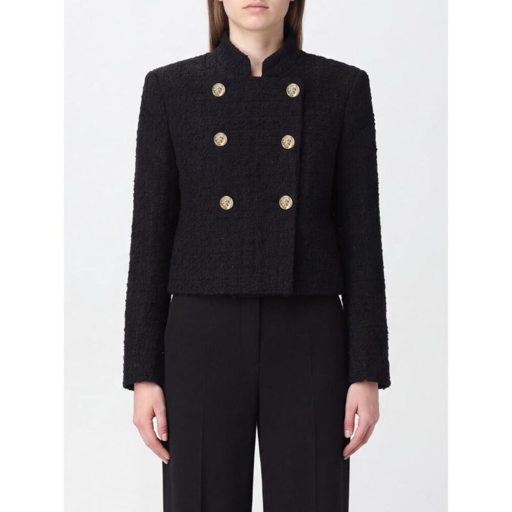 Balmain Women Balmain Double-Breasted Cropped Tweed Blazer With Classic Lapels